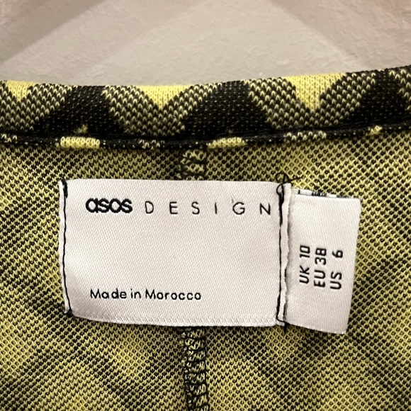 ASOS DESIGN long sleeve keyhole midi dress with cut out in lime jacquard - Picture 8 of 10